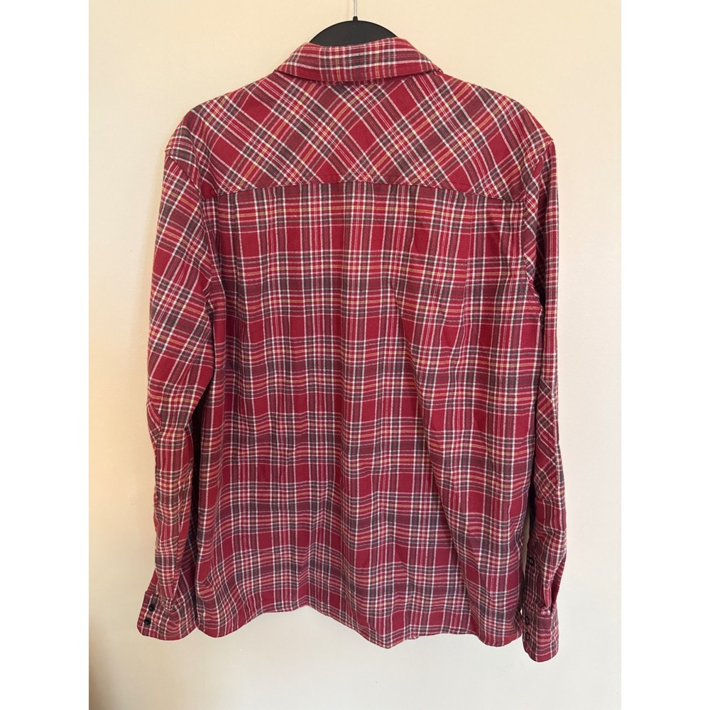 LL Bean Mens Red Plaid Flannel Snap Front Shirt Wool Blend Large L-REG 298102 - Picture 6 of 8